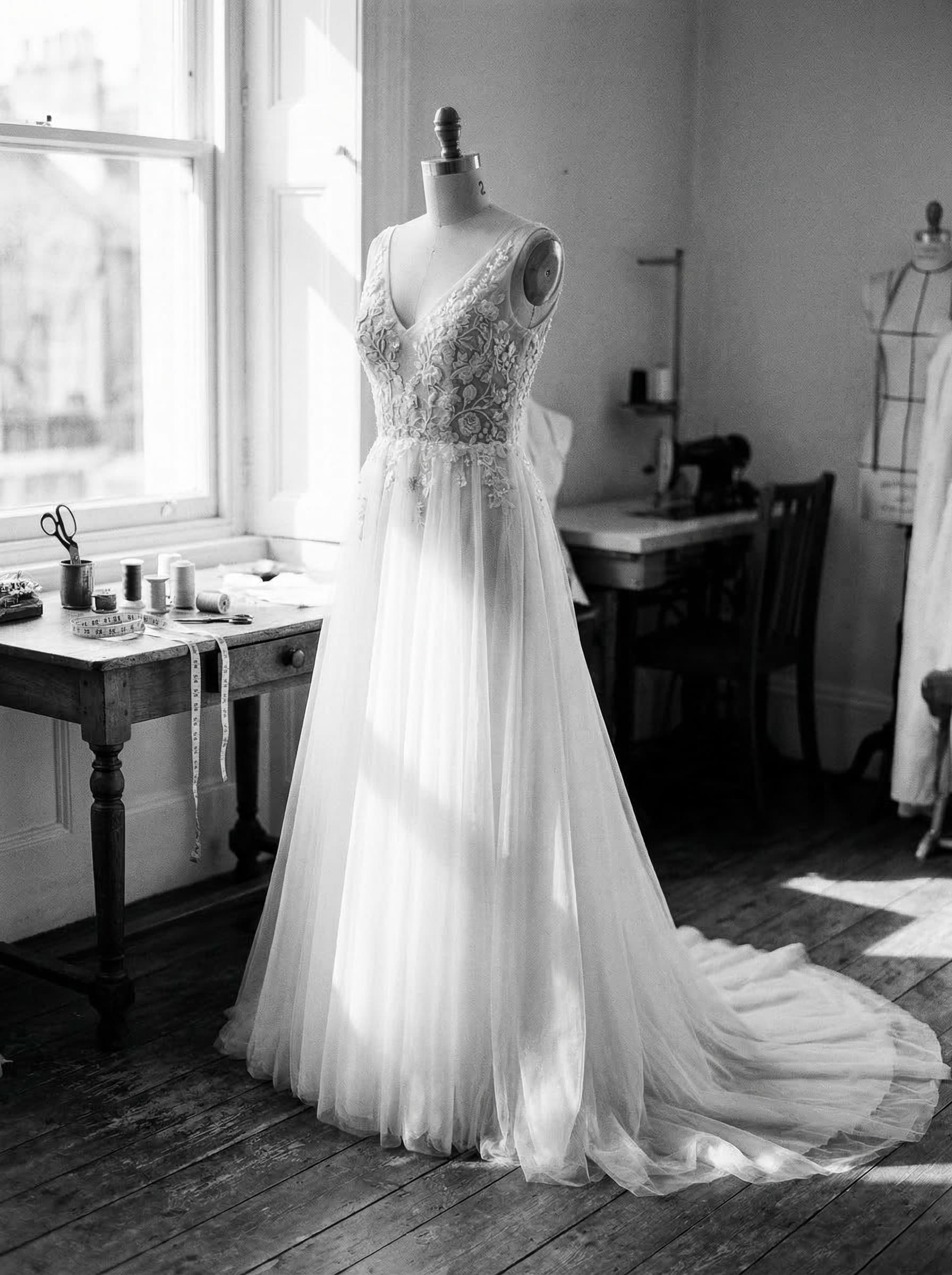 Abigail: A-line gown with hand-embroidered bodice