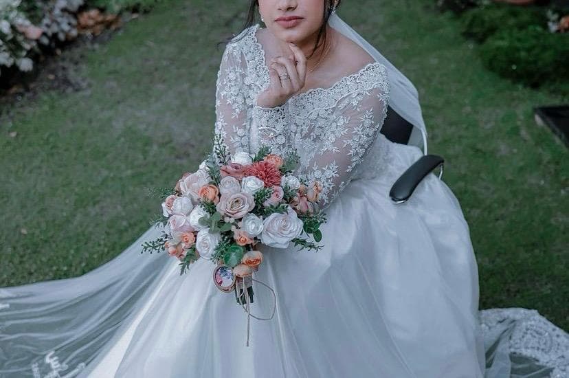 Lumiere Gown: illusion neckline with floral lace